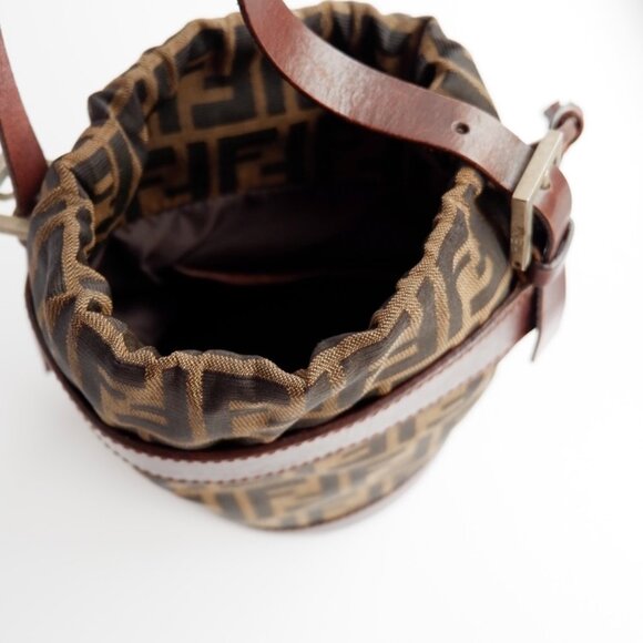 Authentic Preowned Vintage Fendi Brown Zucca Bucket Handbag - Picture 12 of 16